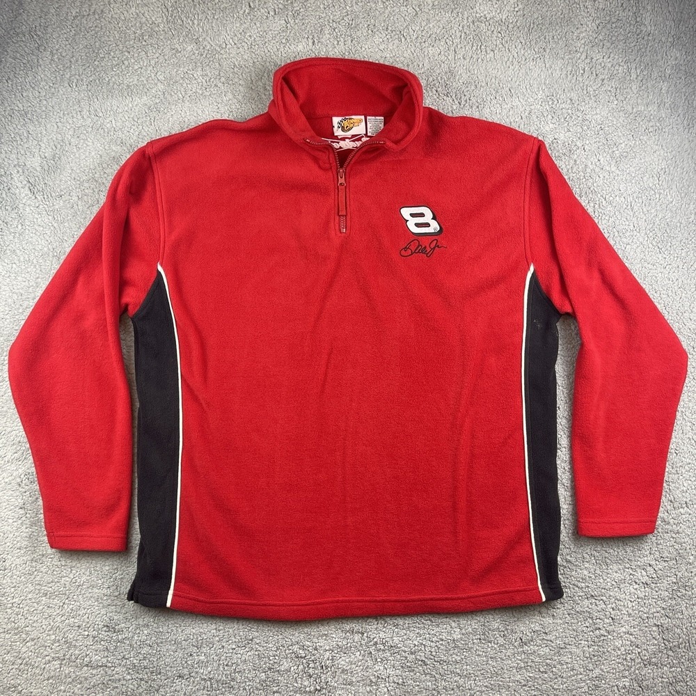 Winners Circle Dale Earnhardt Jr Jacket Mens Large Red Budweiser NASCAR 1/4 Zip